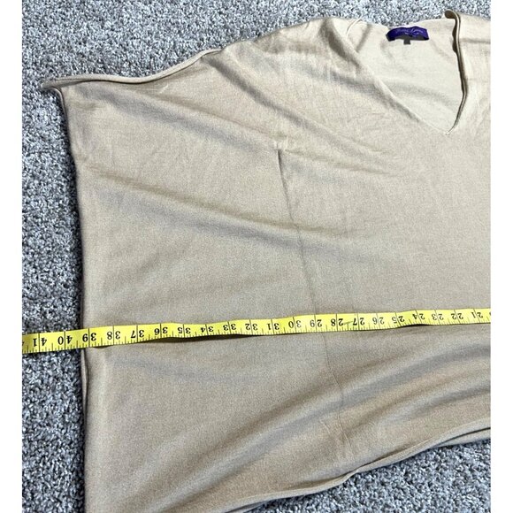 Ralph Lauren Purple Label Womens M Beige V-Neck Oversized Poncho-Style Knit Top - Picture 7 of 12